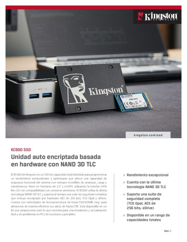 UNIDAD SSD KINGSTON SKC600 2048GB SATA 3 2.5" (SKC600/2048G) - Imagen 2